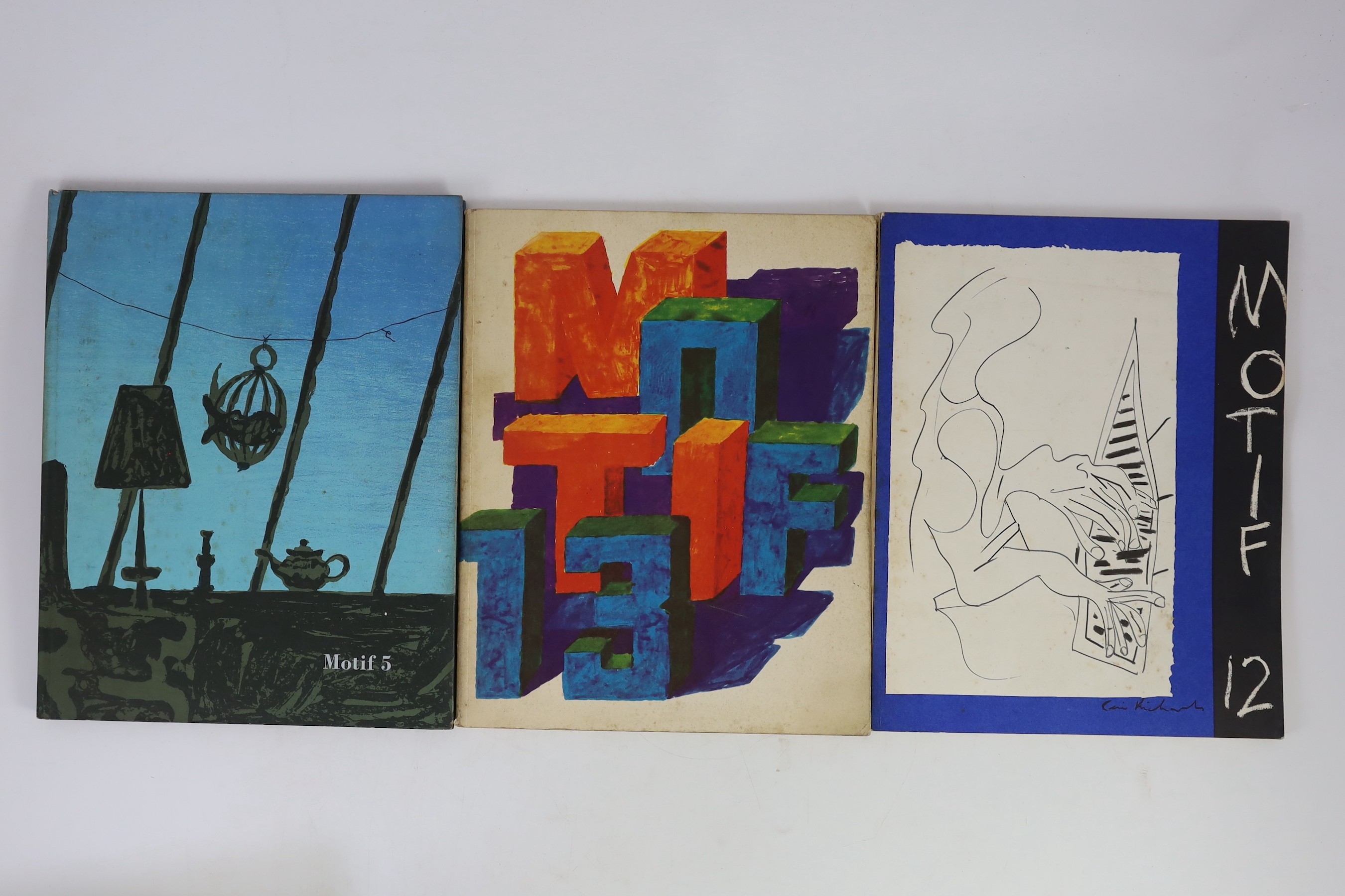 Motif…Motif: A Journal of the Visual Arts, edited by Ruari Mclean, numbers 1-13 (all published) 4to, original boards or wraps, The Shenval Press, London, 1958-64